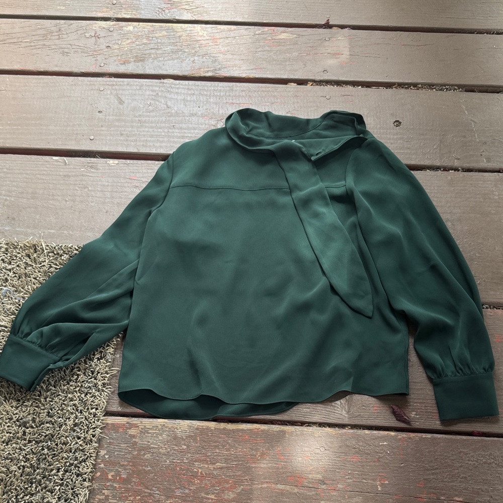Wilfred Dark Green Blouse with Tie Neck